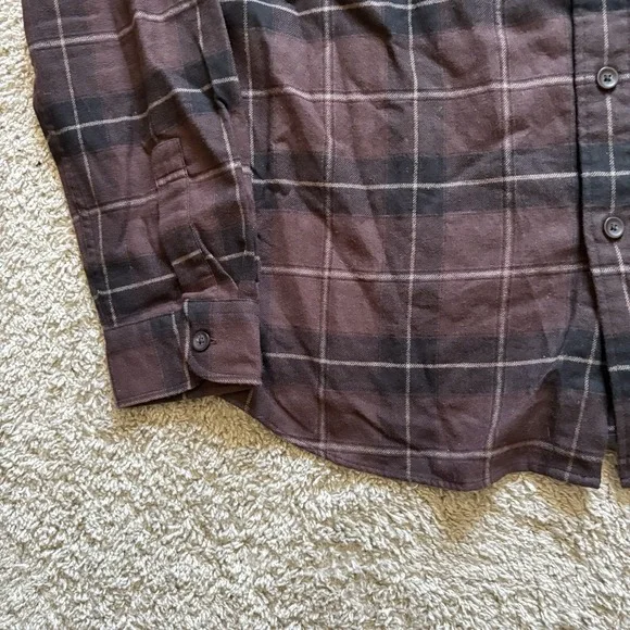 Uniqlo Button Up Flannel Shirt Med Mens Black Plaid 100% Cotton Long Sleeve - Picture 3 of 7